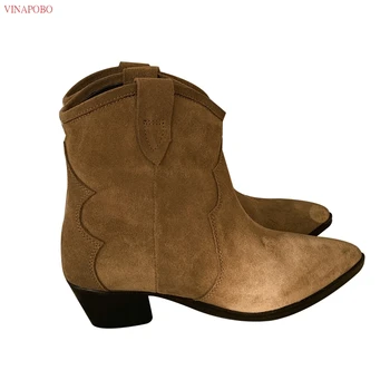 Ankle Boots for Women Autumn Winter Western Cowboy Boots Women Slip on Pointed Toe Wedge High Heel Boots Brown Black Suede Shoes Botas
Ankle Boots for Women Autumn Winter Western Cowboy Boots Women Slip on Pointed Toe Wedge High Heel Boots Brown Black Suede Shoes Botas