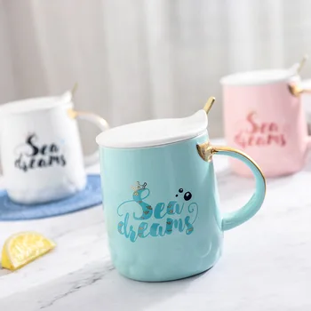 "Sea Dreams" Cute Beautiful Ceramic Mug with Lid Spoon Tea Milk Coffee Cup Home Drinkware Girls Gift 
"Sea Dreams" Cute Beautiful Ceramic Mug with Lid Spoon Tea Milk Coffee Cup Home Drinkware Girls Gift