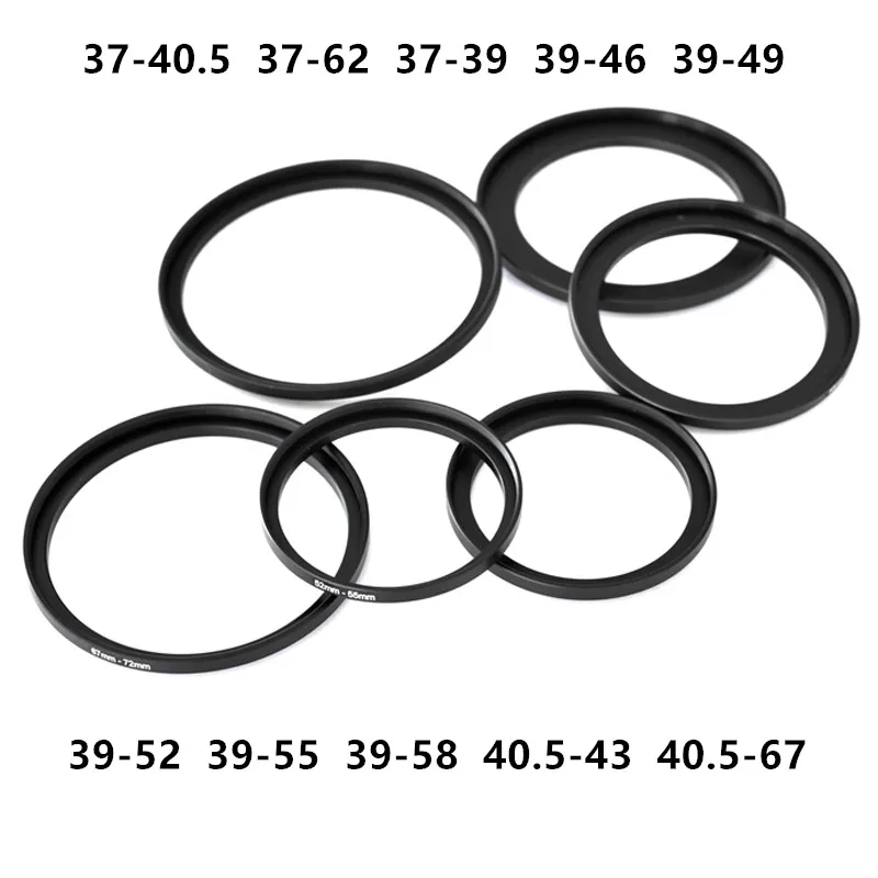 

50pcs 37-40.5 37-62 37-39 39-46 39-49 39-52 39-55 39-58 40.5-43 40.5-67mm Metal Step Up Rings Lens Adapter Filter Set