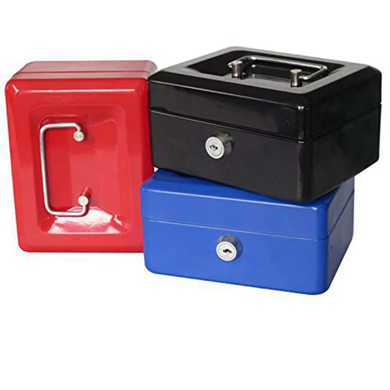 Mini Portable Security Safe Box Money Jewelry Storage Collection Box For Home School Office With Compartment Tray Lockable 3