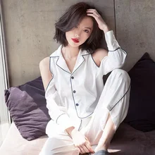 Pajamas Women Spring And Autumn Thin Off-Shoulder Home Wear Sexy Long-Sleeved Ladies Suit
Pajamas Women Spring And Autumn Thin Off-Shoulder Home Wear Sexy Long-Sleeved Ladies Suit