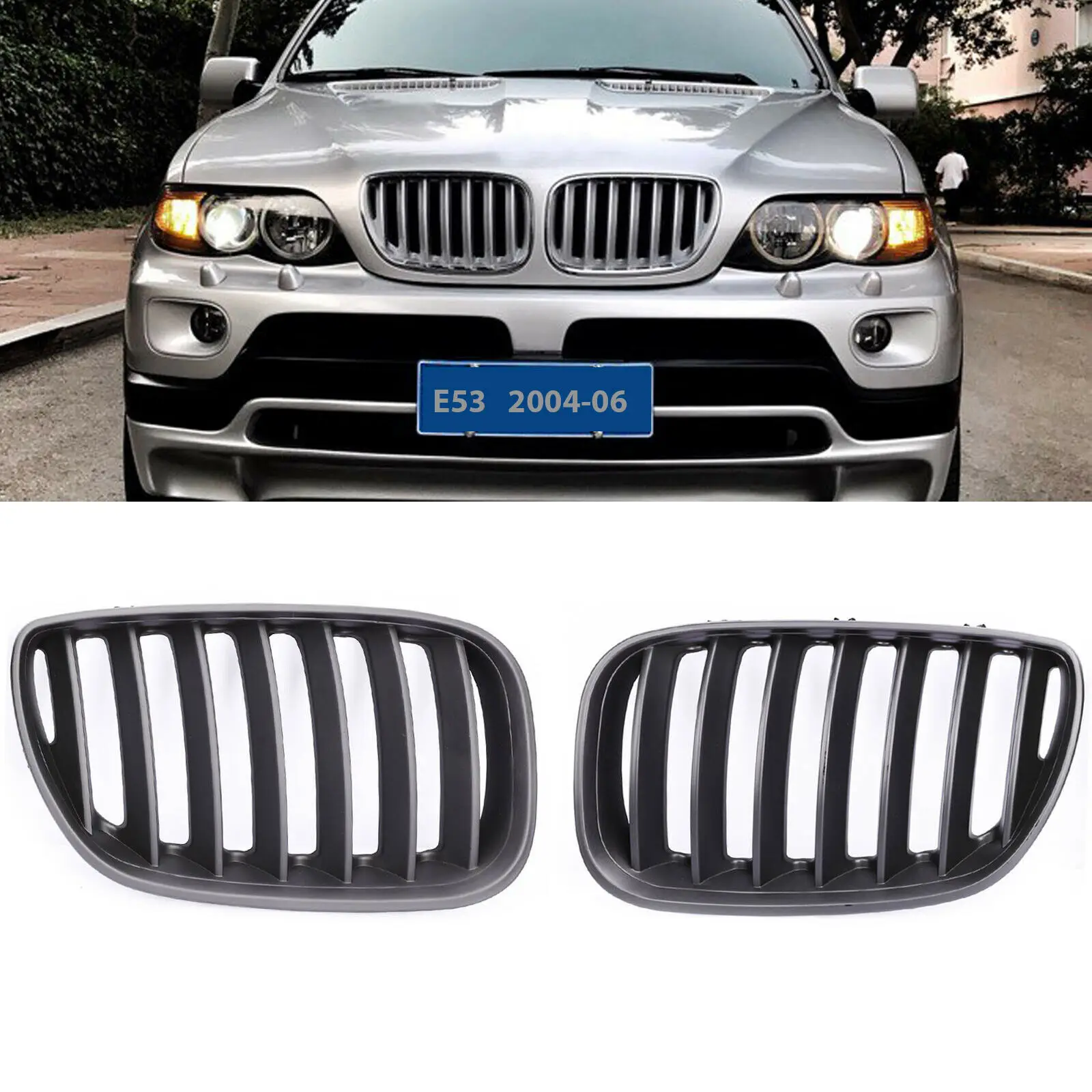 For BMW X5 E53 2004-2006 Car Styling Front Bumper Grille Matte Black Chrome Front Hood Kidney Sport Grills Grille 1Pair
For BMW X5 E53 2004-2006 Car Styling Front Bumper Grille Matte Black Chrome Front Hood Kidney Sport Grills Grille 1Pair