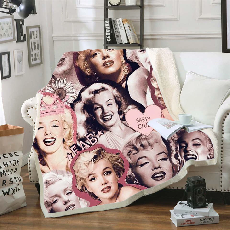 

Marilyn Monroe 3d printed fleece blanket for Beds Hiking Picnic Thick Quilt Fashionable Bedspread Sherpa Throw Blanket style-4