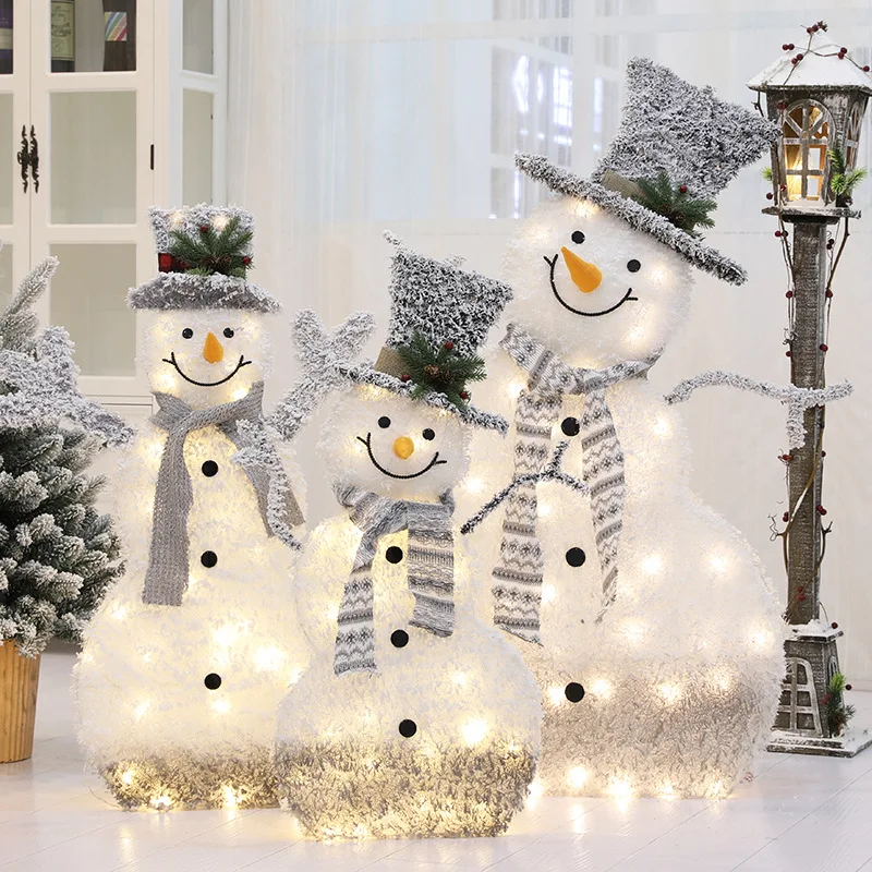 

Christmas wrought iron flocking lights snowman counter decoration shopping mall supermarket holiday scene decorations navidad