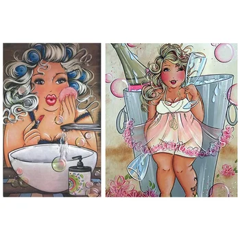 2 Set 5D Diy Diamond Painting Full Square Embroidery Cross Stitch 3D Home Decor - Fat Woman & Girl Makeup 
2 Set 5D Diy Diamond Painting Full Square Embroidery Cross Stitch 3D Home Decor - Fat Woman & Girl Makeup