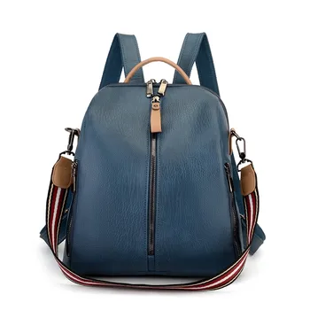 Aelicy Black Backpack Lady Outdoor Pure Color Leather Multifunction Backpack Blue Student School Bag White Shoulder Bag 
Aelicy Black Backpack Lady Outdoor Pure Color Leather Multifunction Backpack Blue Student School Bag White Shoulder Bag