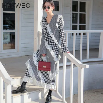 2020 new spring street fashion women clothes ruffles pullover floor length plaided long dress Y852 
2020 new spring street fashion women clothes ruffles pullover floor length plaided long dress Y852