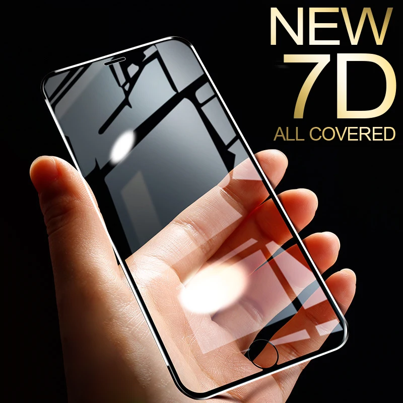 

7D Aluminum Alloy Tempered Glass For iPhone 6 6S 7 Plus Full Screen Protector Protective On The For iPhone X 8 5 SE 5S Glass