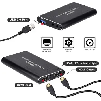 USB3.0 4K HDMI Video Capture HDMI to USB Video Capture Card Dongle Live Stream Broadcast Device Black
USB3.0 4K HDMI Video Capture HDMI to USB Video Capture Card Dongle Live Stream Broadcast Device Black