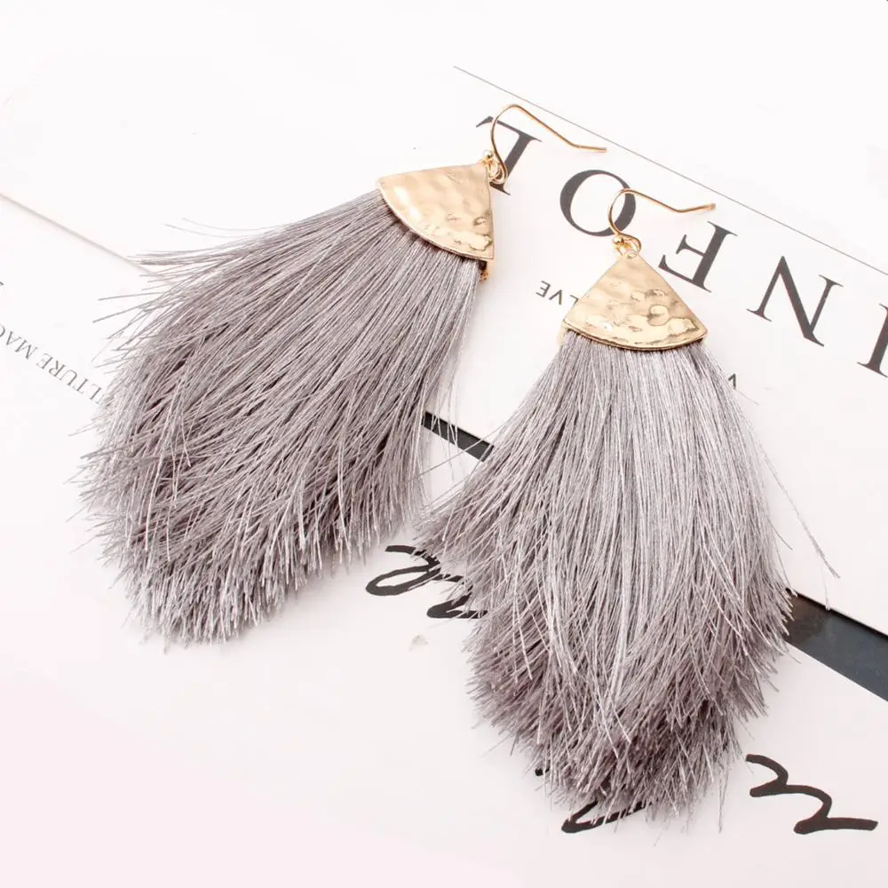 

2019 vintage Ethnic Bohemia Drop Dangle Long Rope Fringe Cotton Tassel Earrings Trendy Sector Earrings for Women Fashion Jewelry