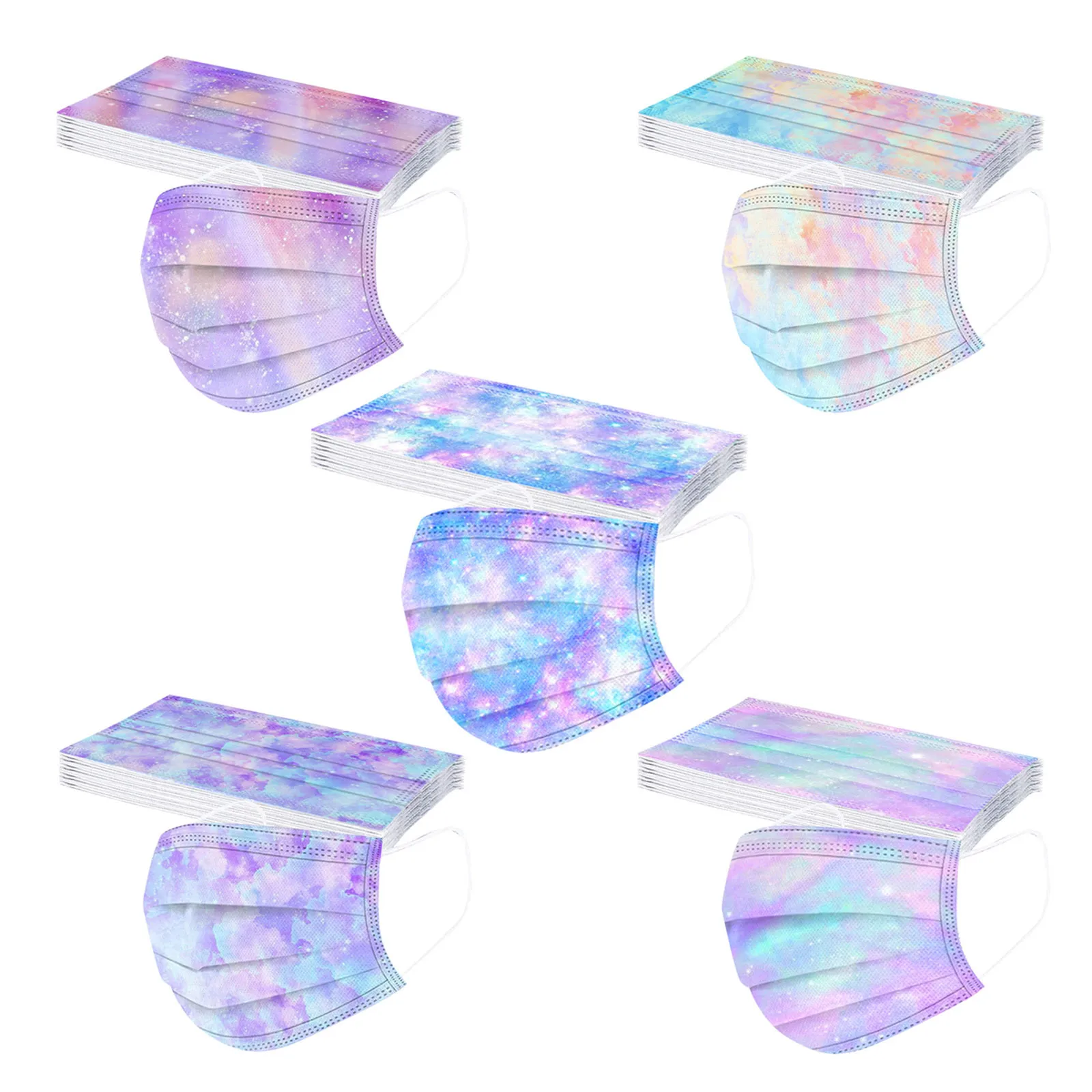 50PC Kid Tie-dye Gradient Three-Layer Mascara MondkapjeDust-Proof Breathable Disposable Mondkapjes Scarf Halloween Cosplay Mask' |