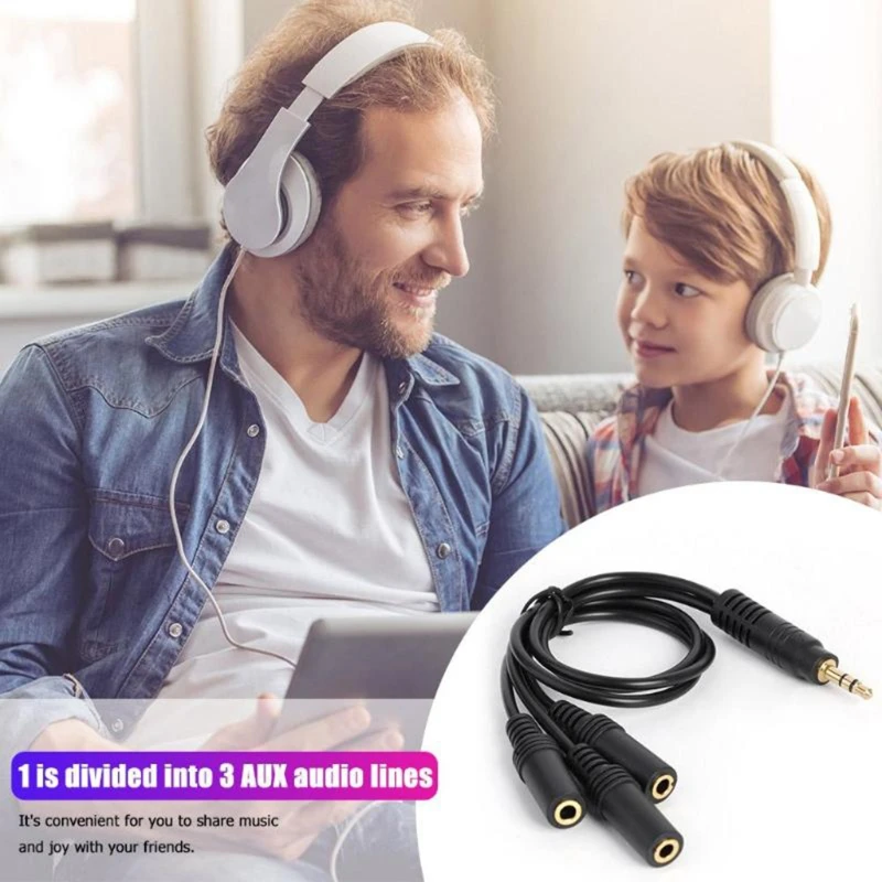 3.5mm PVC 3-Pole Plug to 3 Way Stereo Audio- Headphone Splitter Adapter Cable Audio- AUX Output
3.5mm PVC 3-Pole Plug to 3 Way Stereo Audio- Headphone Splitter Adapter Cable Audio- AUX Output