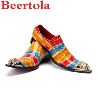 Men's Dress Shoes Wedding Shoes Cow Leather Pointed Toe Color Block Flats Shoes Men Gold Head Chaussures Homme Brogue Shoes Men
Men's Dress Shoes Wedding Shoes Cow Leather Pointed Toe Color Block Flats Shoes Men Gold Head Chaussures Homme Brogue Shoes Men