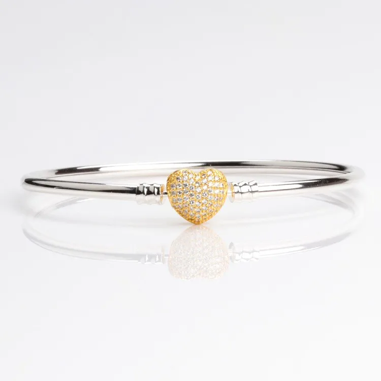 Original 925 Sterling Silver Bracelet Golden Heart With Crystal Button Bracelet Fit European Charm Bracelets Women Jewelry
Original 925 Sterling Silver Bracelet Golden Heart With Crystal Button Bracelet Fit European Charm Bracelets Women Jewelry