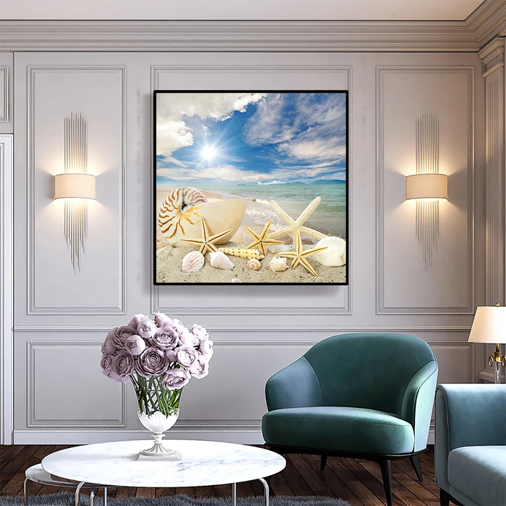Canvas Art Poster Sunlight Beach Conch and starfishe Scenery Wall Decor Picture Modern Home Decoration For Office Living room
Canvas Art Poster Sunlight Beach Conch and starfishe Scenery Wall Decor Picture Modern Home Decoration For Office Living room