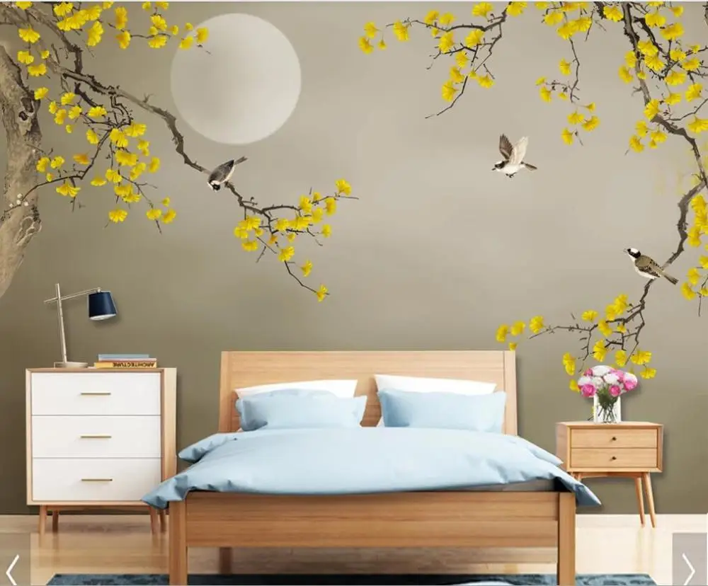 Customized wallpaper new Chinese hand-painted ginkgo flowers and birds background wall
Customized wallpaper new Chinese hand-painted ginkgo flowers and birds background wall