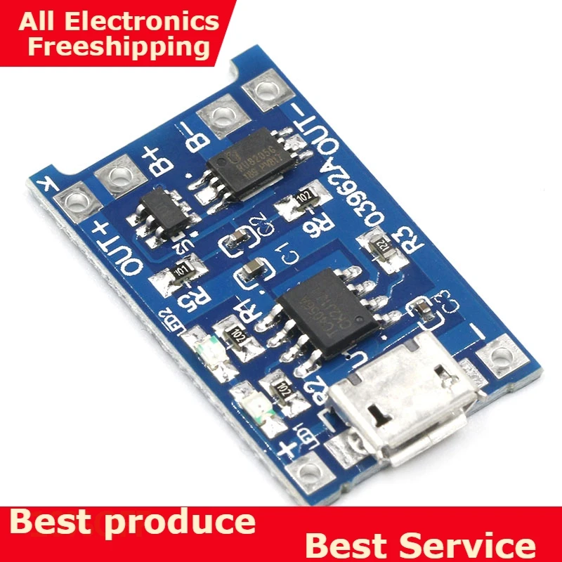5V ROBOT 1A Micro USB 18650 Lithium Battery Charging Board Charger Module+Protection Dual Functions TP4056
5V ROBOT 1A Micro USB 18650 Lithium Battery Charging Board Charger Module+Protection Dual Functions TP4056