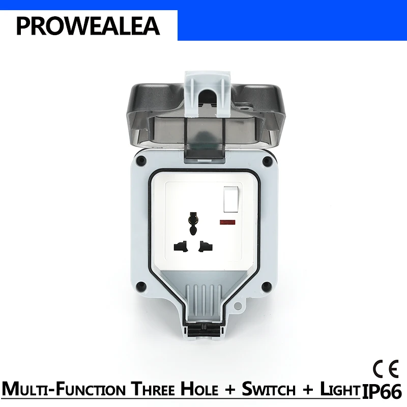 Weatherproof Socket IP66 Waterproof Socket Outdoor Wall Power Socket 3 Hole Switch Light Standard Electrical Outlet Grounded
Weatherproof Socket IP66 Waterproof Socket Outdoor Wall Power Socket 3 Hole Switch Light Standard Electrical Outlet Grounded