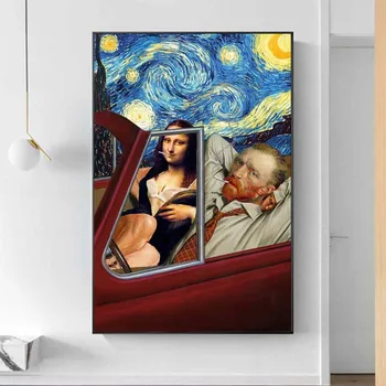 Funny Art Van Gogh and Mona Lisa Driving Canvas Posters Abstract Smoking Oil Paintings on Canvas Wall Pictures Home Wall Decor
Funny Art Van Gogh and Mona Lisa Driving Canvas Posters Abstract Smoking Oil Paintings on Canvas Wall Pictures Home Wall Decor