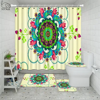 4PCS Ethnic Mandala Turquoise Shower Curtain Set For Bathroom Abstract Floral Bath Curtain With Mat Rug Carpet Home Decor Gift
4PCS Ethnic Mandala Turquoise Shower Curtain Set For Bathroom Abstract Floral Bath Curtain With Mat Rug Carpet Home Decor Gift