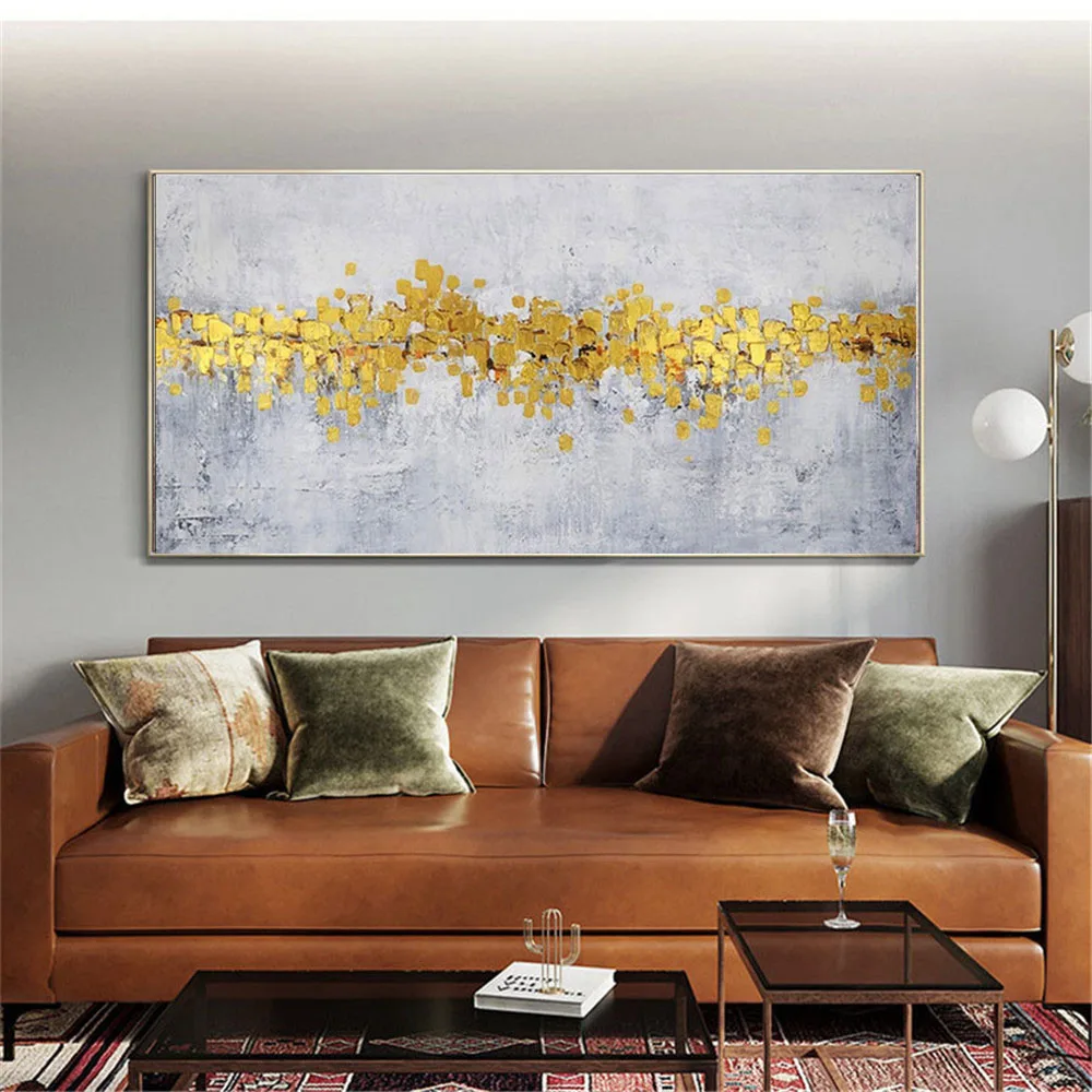 Modern living room decor hanging painting wall painting art hand-painted oil painting knife painting golden abstract petals art 
Modern living room decor hanging painting wall painting art hand-painted oil painting knife painting golden abstract petals art