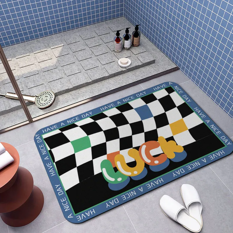 

Super Absorbent Diatomite Bath Mat Quick Drying Bathroom Rug Non-slip Entrance Doormat Nappa Skin Floor Mats Toilet Carpet Home