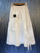 High Quality Women's Long Skirt 2022 Spring Summer White Black Skirts Ladies Elastic Waist Bow Flower Deco Casual Maxi Skirts
High Quality Women's Long Skirt 2022 Spring Summer White Black Skirts Ladies Elastic Waist Bow Flower Deco Casual Maxi Skirts