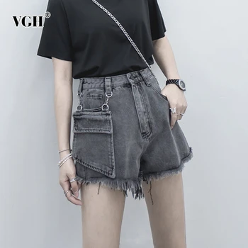 VGH Causal Loose Denim Women Shorts High Waist Irregular Tassel Patchwork Pockets Elegant Short Pant For Female Fashion Clothes
VGH Causal Loose Denim Women Shorts High Waist Irregular Tassel Patchwork Pockets Elegant Short Pant For Female Fashion Clothes