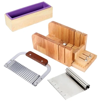

Soap Making Tool Set Silicone Soap Mold with Wooden Anvil Box and 2 Stainless Steel Knives