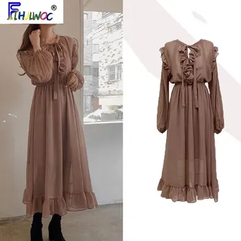 2020 Spring Long Chiffon Dresses Women Flhjlwoc Korean Japanese Style Slim Waist A Line Ruffled Bow Tie Cute Dress 3031
2020 Spring Long Chiffon Dresses Women Flhjlwoc Korean Japanese Style Slim Waist A Line Ruffled Bow Tie Cute Dress 3031