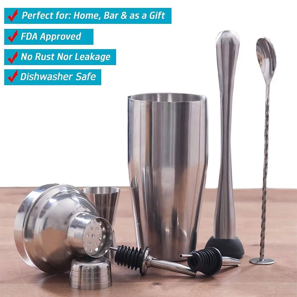 6 Pcs 550ml Stainless Steel Cocktail Shaker Mixer Kit Bar Bartender Shaker Spoon Pourerstraw Ice Tong Tools Set With Wine Rack
6 Pcs 550ml Stainless Steel Cocktail Shaker Mixer Kit Bar Bartender Shaker Spoon Pourerstraw Ice Tong Tools Set With Wine Rack