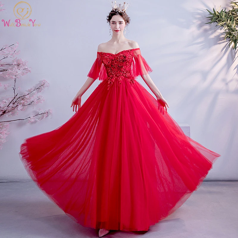 Red Prom Dresses 2020 Off Shoulder Half Sleeves V Neck Long Tulle Sequin A Line Evening Gown Formal Party Walk Beside You
Red Prom Dresses 2020 Off Shoulder Half Sleeves V Neck Long Tulle Sequin A Line Evening Gown Formal Party Walk Beside You