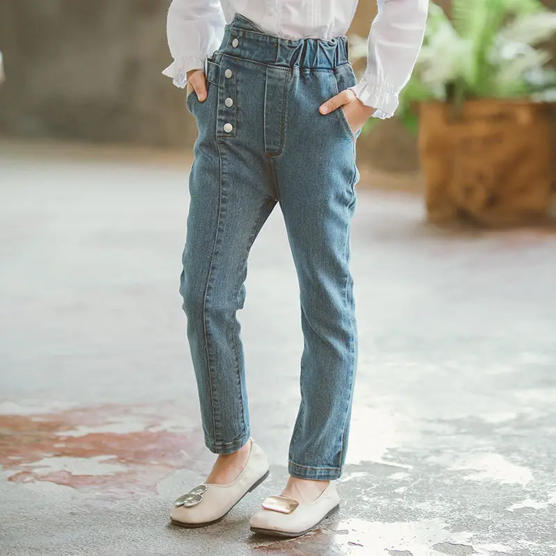 Фото 2020 новые джинсовые штаны для девочек весенне-осенние джинсы детская одежда