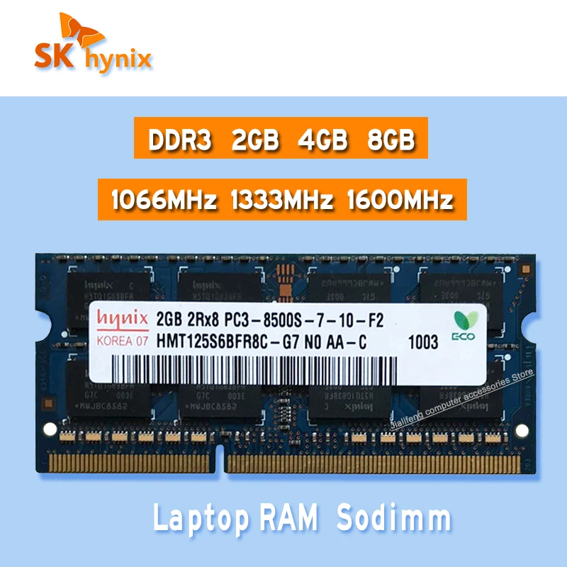 

SK Hynix ddr3 2GB 4GB 8GB 1066MHz 1333MHz 1600MHz RAM Sodimm Laptop Memory pc3- 8500S 10600S 12800S