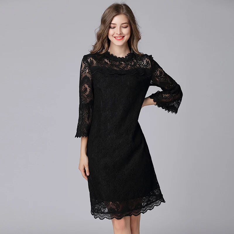 2020 Spring Women Balck Dress Large Size Hollow Out Flare Sleeve Collar Zipper Fly Casual Lace Dress For Women
2020 Spring Women Balck Dress Large Size Hollow Out Flare Sleeve Collar Zipper Fly Casual Lace Dress For Women