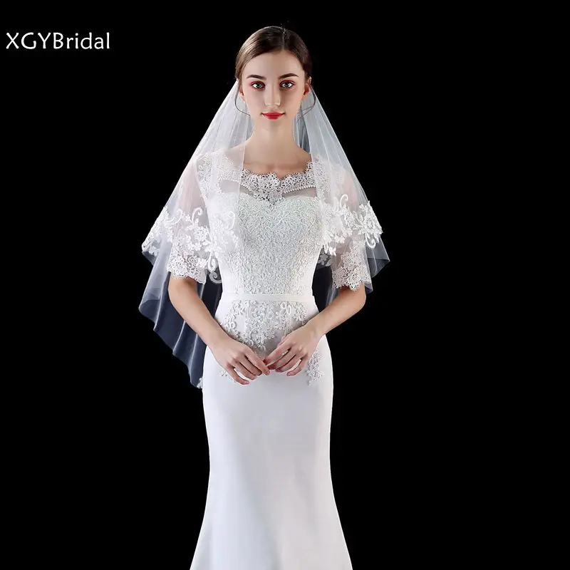 New Arrival Two Layer Short Bridal Veils Lace Appliques Cheap Wedding accessories Voile mariage casamento Bride veil
New Arrival Two Layer Short Bridal Veils Lace Appliques Cheap Wedding accessories Voile mariage casamento Bride veil