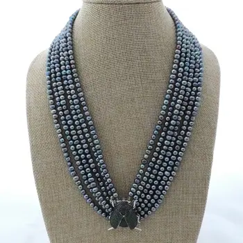 M012915 19" 6 Strands Black Pearl Necklace CZ Pave Beetle Connector 
M012915 19" 6 Strands Black Pearl Necklace CZ Pave Beetle Connector