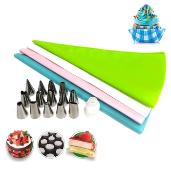 16PCS/Set Silicone Pastry Bag Tips Kitchen DIY Icing Piping Cream Reusable Pastry Bags plus Nozzle Set Cake Decorating Tools
16PCS/Set Silicone Pastry Bag Tips Kitchen DIY Icing Piping Cream Reusable Pastry Bags plus Nozzle Set Cake Decorating Tools