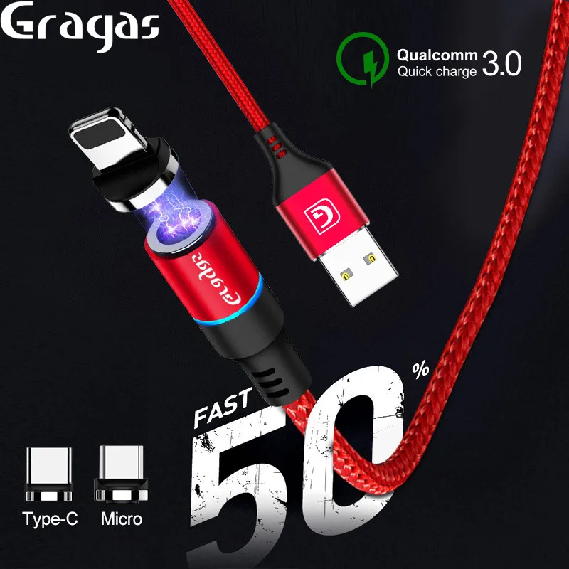Gragas 3A Quick Charge 3.0 Magnetic USB Cable for iPhone Micro USB Cable type C Braided cable Charger for Samsung Xiaomi Huawei
Gragas 3A Quick Charge 3.0 Magnetic USB Cable for iPhone Micro USB Cable type C Braided cable Charger for Samsung Xiaomi Huawei