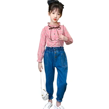 Teen Girls Clothing Plaid Pattern Girls Clothing Blouse + Jeans Girls Clothes Set Casual Style Children's Clothing
Teen Girls Clothing Plaid Pattern Girls Clothing Blouse + Jeans Girls Clothes Set Casual Style Children's Clothing
