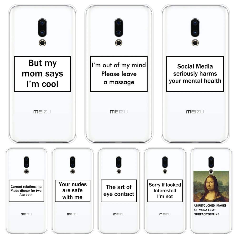 Phone Case For Meizu 15 Lite 16 Plus 16th 16x Soft Silicone Funny Quote Text Mona Lisa Back Cover For Meizu Pro 6 7 Plus U10 U20
Phone Case For Meizu 15 Lite 16 Plus 16th 16x Soft Silicone Funny Quote Text Mona Lisa Back Cover For Meizu Pro 6 7 Plus U10 U20
