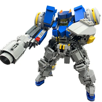 801Pcs STEM MOC Small Particle Heavy Close Combat Battle Mecha Brick DIY Building Block Set Compatible with Figures Toy - Blue
