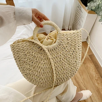 

Summer Rattan Bags Bohemia Large Straw Tote Handbags Handmade Woven Beach Female Crossbody Bags for Women Borsa Mare Di Paglia