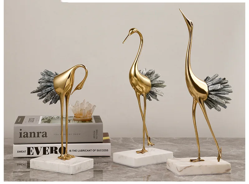 Luxtry Gold Silver Brass Flamingo Statue With Natural Pink Purple Blue Brown Crystal Stone Tail For Living Room Home Furnishing Luxtry Gold Silver Brass Flamingo Statue With Natural Pink Purple Blue Brown Crystal Stone Tail For Living Room Home Furnishing