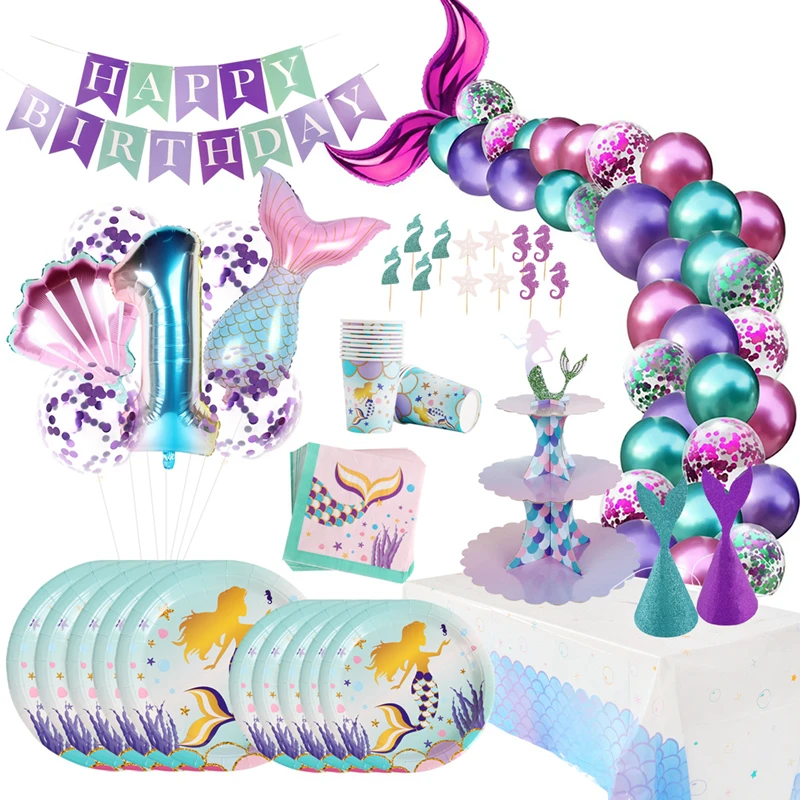 Shop Generic The Little Mermaid Birthday Party Decorations Kid Mermaid