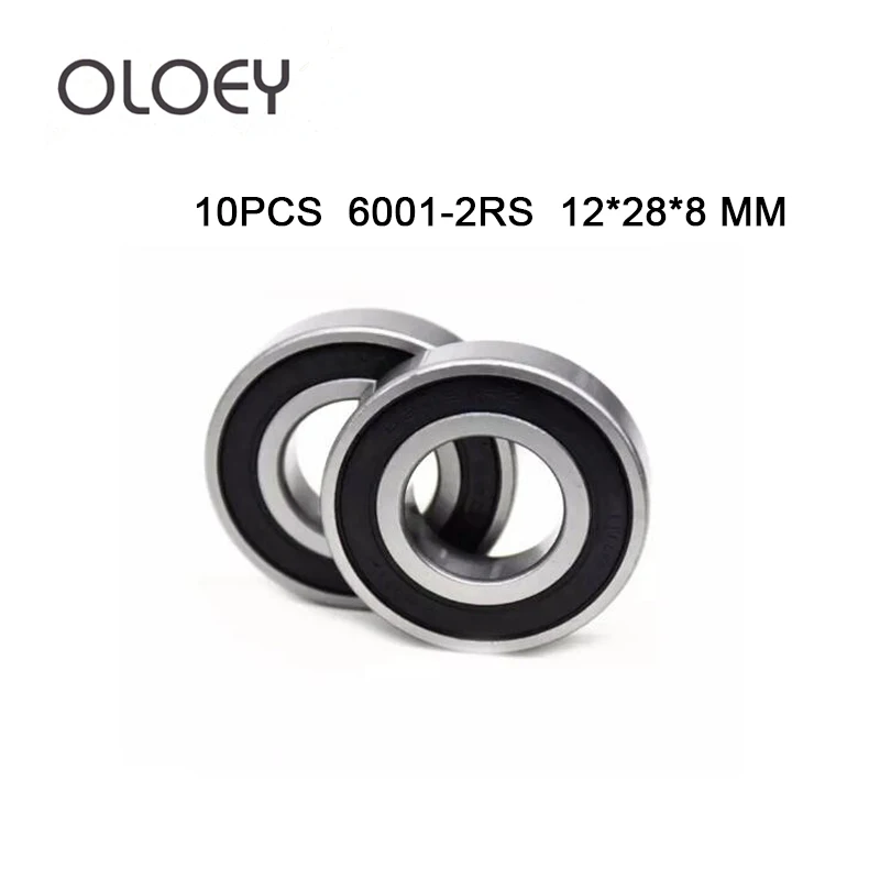 

10PCS ABEC-5 6001-2RS 6001 2RS 6001RS 6001 RS 180101 RS 12x28x8 mm Rubber seal High Quality Deep Groove Ball Bearing 6001-2RSH