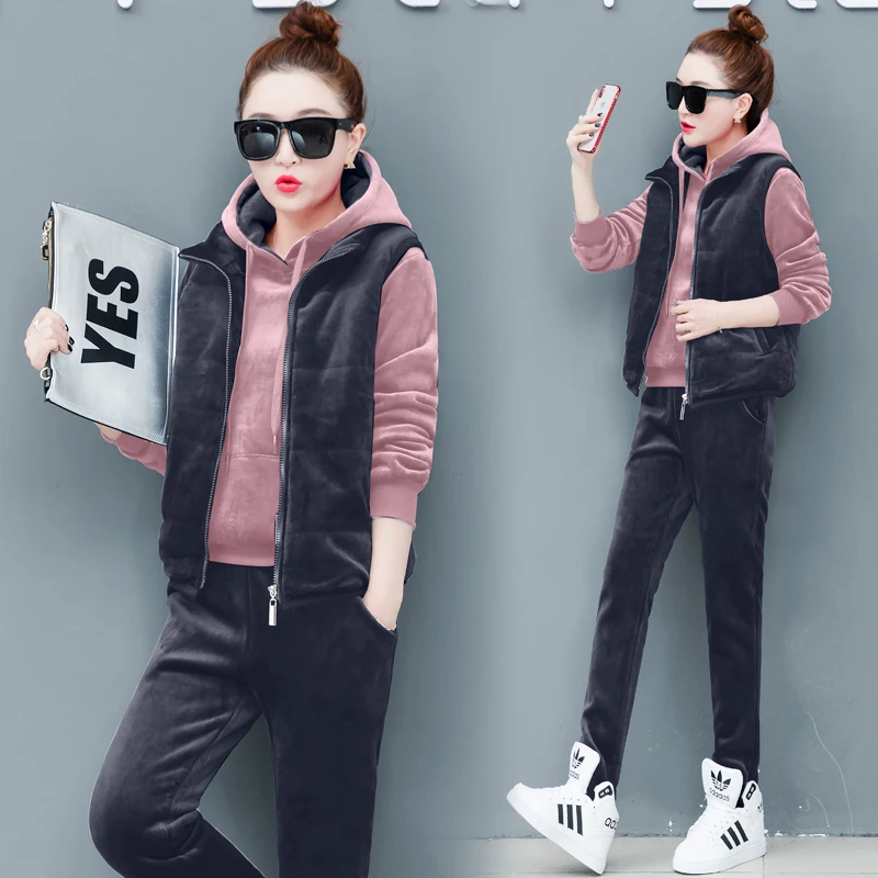 Hoodies Vest Pants Set Clothing Set 3 Pcs Winter New Thickening Velvet Korean Fashion Leisure Pleuche Fleece Three-Piece Suit
Hoodies Vest Pants Set Clothing Set 3 Pcs Winter New Thickening Velvet Korean Fashion Leisure Pleuche Fleece Three-Piece Suit