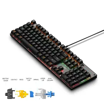 Gaming Mechanical Keyboard Blue Switch Six-color Backlight Change axis By Yourself Metal Panel 104 Keys Wired Keyboard for PC
Gaming Mechanical Keyboard Blue Switch Six-color Backlight Change axis By Yourself Metal Panel 104 Keys Wired Keyboard for PC