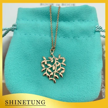 1: 1 Original Model S925 Sterling Silver Necklace Classic Fashion Olive leaf Pendant Necklace Ladies LOGO Jewelry Birthday Gift 
1: 1 Original Model S925 Sterling Silver Necklace Classic Fashion Olive leaf Pendant Necklace Ladies LOGO Jewelry Birthday Gift