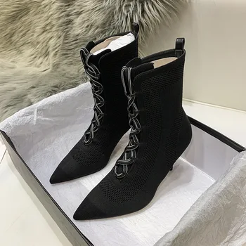 womens ankle Boots Fall 2019 Mid-boot Tip Knitted Elastic Boots High-heeled Baitie Sexy Fine-heeled Shoe women shoes
womens ankle Boots Fall 2019 Mid-boot Tip Knitted Elastic Boots High-heeled Baitie Sexy Fine-heeled Shoe women shoes